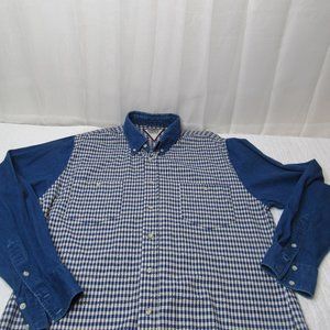 Cowboys Turtle Button Shirt Men Large Aztec Western contrasting sleeve Blue Plai